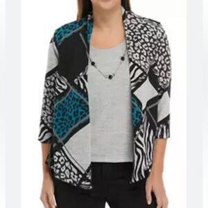 Alfred Dunner Women's Alexander Valley Patchwork-Print Top w/Necklace PS